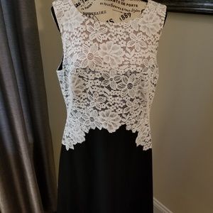 Ralph Lauren Navy and White Lace Midi Dress